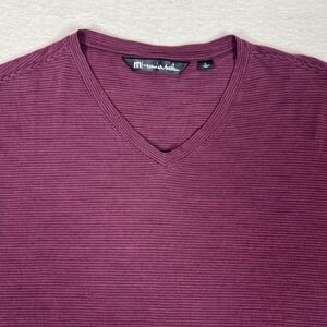 Travis Mathew Shirt Mens Large Purple Stripe V Neck Pima Cotton Casual